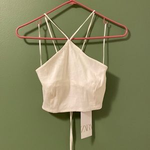 ZARA - Strappy Crop Top White